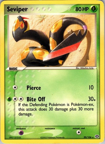 Seviper 20/106 Rare Emerald Pokemon Heavily Played
