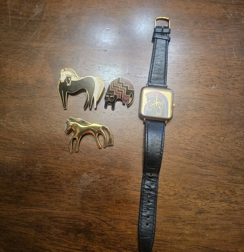 Vtg Laurel Burch Jewelry Lot Brooches & Watch Cats & Horses Use Condition P2 - Picture 2 of 18