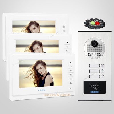 7'' Wohnung Video Gegensprech Türsprechanlage+RFID Außeneinheit für 3 Apartments