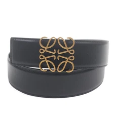 Pristine LOEWE belt Anagram Buckle Unisex black leather mens