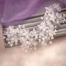 Bridal Luxury Floral Hair Vine, Big White Flowers Wedding Pearl Headpiece