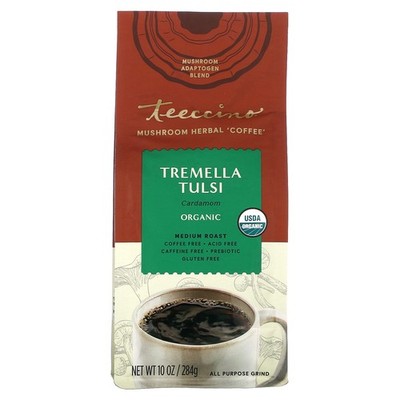 Organic Mushroom Herbal 'Coffee', Tremella Tulsi, Medium Roast, Caffeine Free,