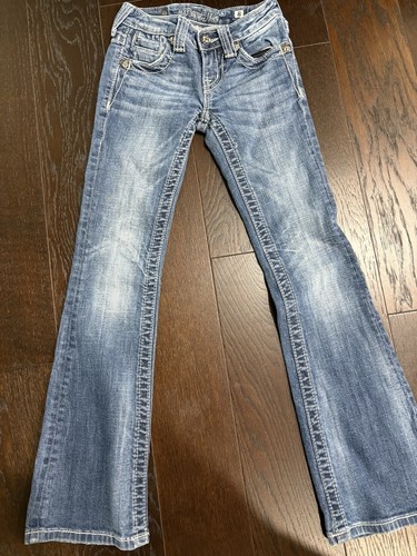Miss Me Girls Jeans Jk5327b Denim Bootcut Jeans Embroidered Pockets Size 8 Kids - Picture 3 of 20