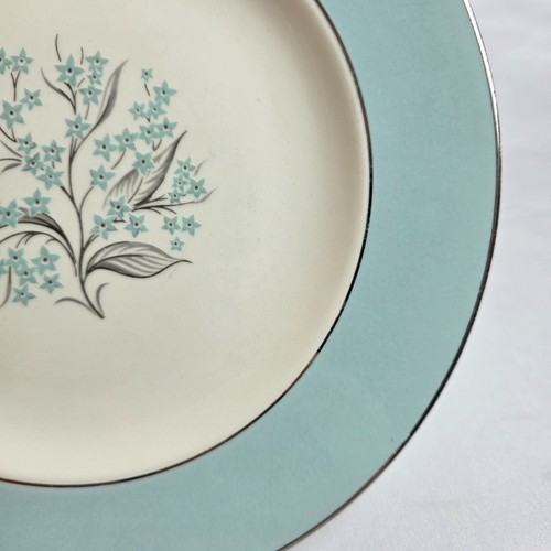 VIER Sevron Blue Lace Salatteller Floral Center Aqua Blue Rand - Bild 5 von 12