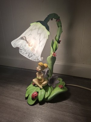 Vintage Tinker Bell Fairy Flower Lamp Disney Garden Light Purple