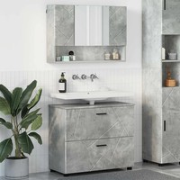 BadezimmermöBel Set 2-Teilig Beton Grau Sperrholz Metall Unterschrank