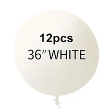 36 Inch Latex Round White Balloons(Premium Helium Quality),Giant Balloons for...