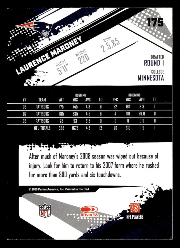 2009 Score #175 Laurence Maroney - Image 2 of 2