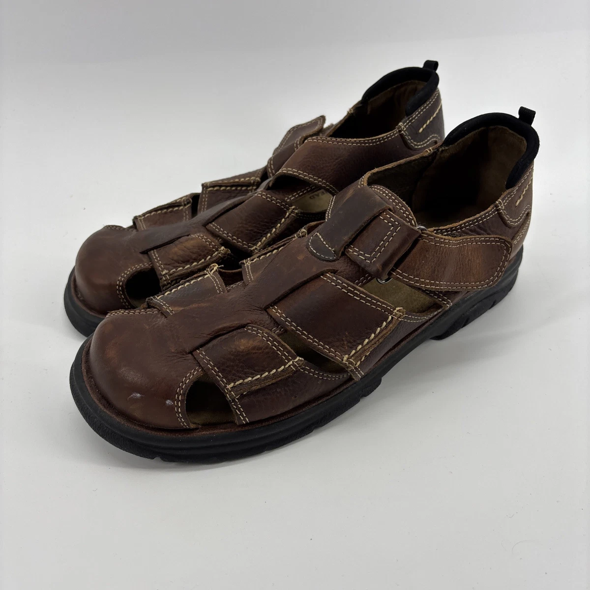 Vtg Y2k High Sierra Mick II Brown Fisherman Sandals Open Toe Mens Size 9 Leather Fisherman Sandals for Men with Upper Leather M for sale | eBay main image 3