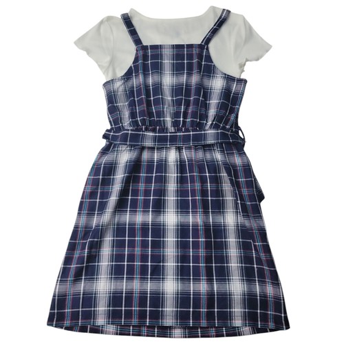 Limited Too Girls Elegant Plaid Jumper Dress & Shirt (Navy, L (12/14)) - Picture 2 of 2