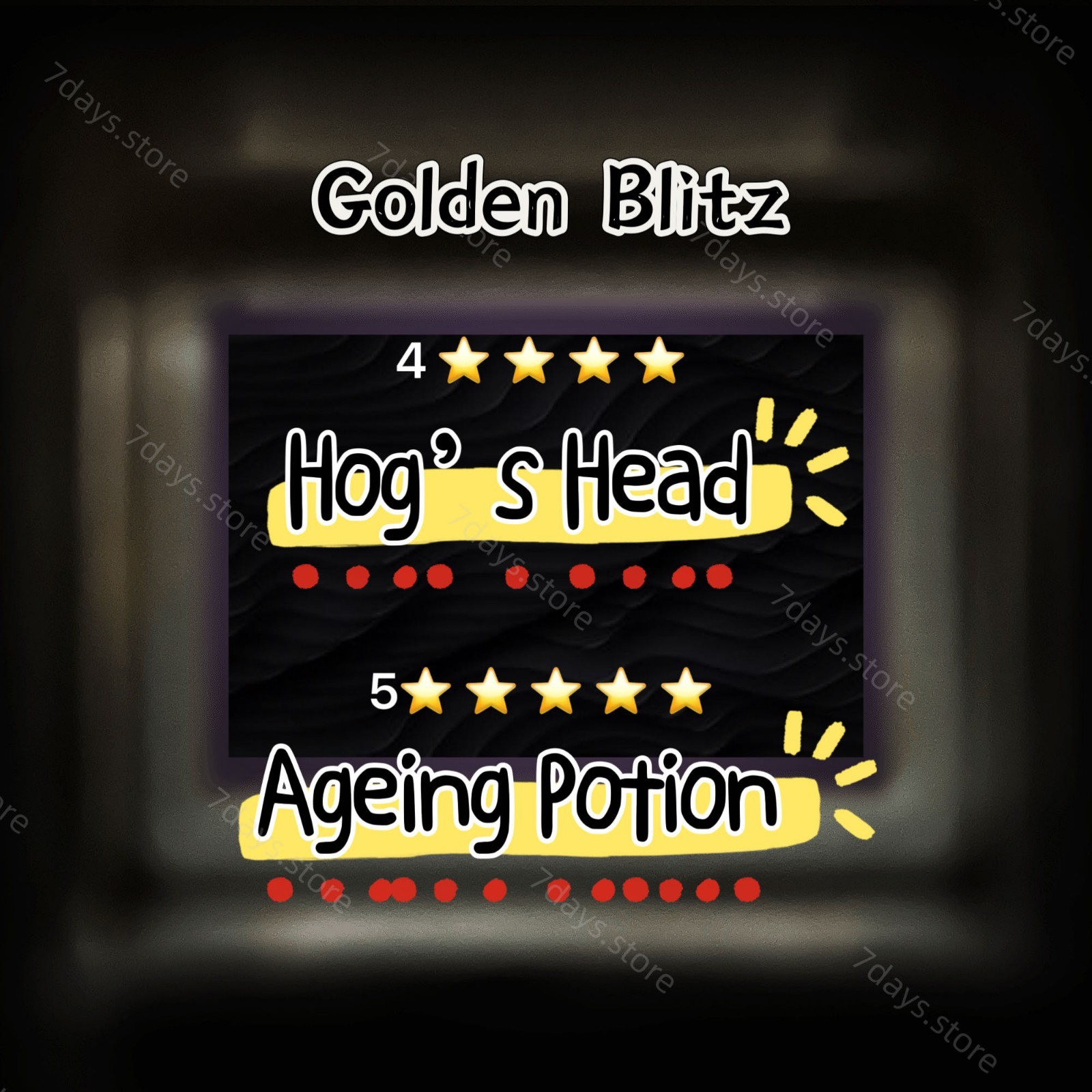 GOLDEN BLITZ 4🌟 HOG'S HEAD /5🌟AGEING POTION -MO_NOPO-LY GO(PICK ONE) FAST SEND