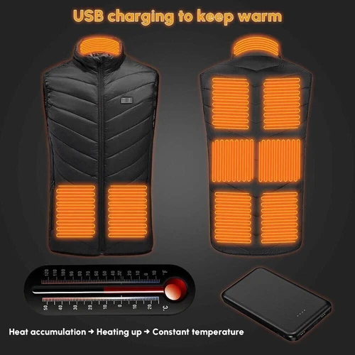 Heated Vest 9 Heating Zones With 10000mAh Battery Pack Electric Heating Vest US image 6
