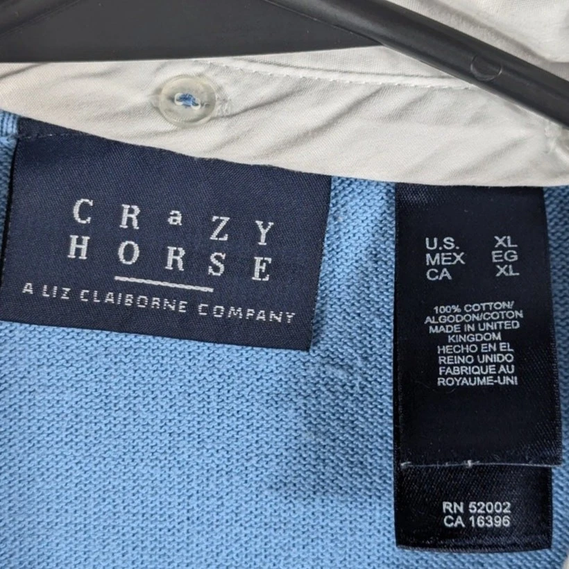Crazy Horse Liz Claiborne XL Striped Long Sleeve Knit Polo Shirt Blue Multicolor - Image 2 of 3