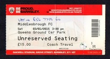 2014/15 BARNSLEY v MIDDLESBROUGH FA CUP 3RD ROUND COACH TRAVEL TICKET £0.99 BIN