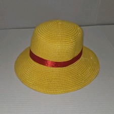 Anime Luffy Straw Hat Cosplay Yellow Hat Red Band One Piece Costume