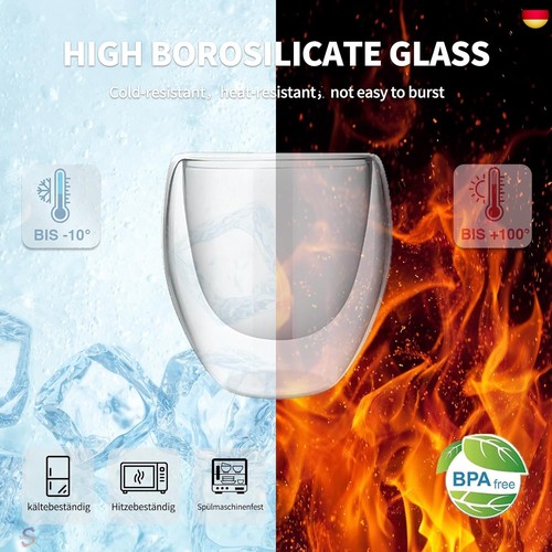 DSYZWEE Latte Macchiato Gläser Doppelwandig, Espressotassen Glas, 6er-Set  - Bild 3 von 7