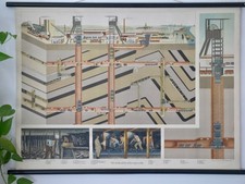 VINTAGE | SCHULWANDKARTE STEINKOHLENBERGWERK  ZECHE COAL MINING | SCHOOL CHART