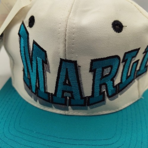 VTG Florida Marlins The Game Wave Snapback Hat MLB Big Logo 90's NWT Deadstock - Picture 4 of 17