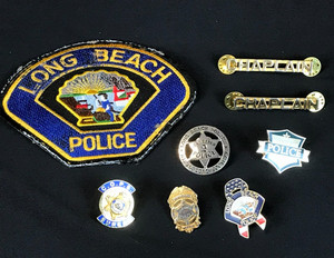 8pc Lot LONG BEACH, CA Police Patch & Pin Collection