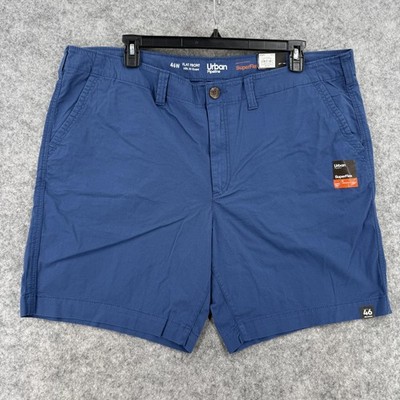 Urban Pipeline Shorts Mens 46 Blue SuperFlex Flat Front Chino Hits Knee Stretch
