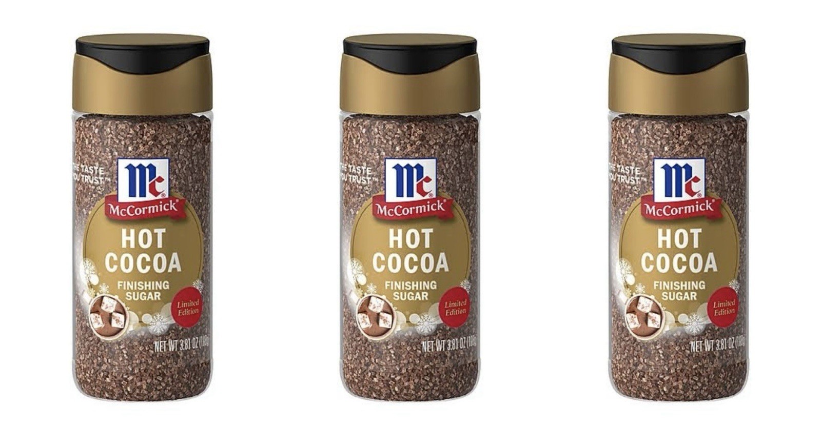 McCormick Hot Cocoa Finishing Sugar Limited Edition 3.81 oz 3 Lot Exp 6/2026