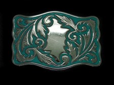 TJ15154 VINTAGE 1970s FLORAL ORNAMENTAL WESTERN COWBOY FASHION BELT BUCKLE