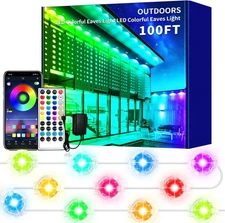 100FT Permanent Outdoor Lights - Waterproof 100FT, RGB (Red, Green, Blue) 