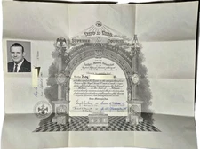 VTG Mason Certificate 32 ° Degree Prince Royal Secret Scottish Rite Boston 1962