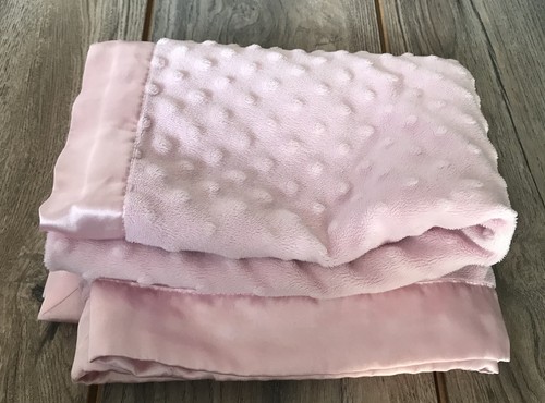 Just One Year by Carter's Pink Dot Minky Satin Baby Blanket Security Lovey Soft - Picture 4 of 7