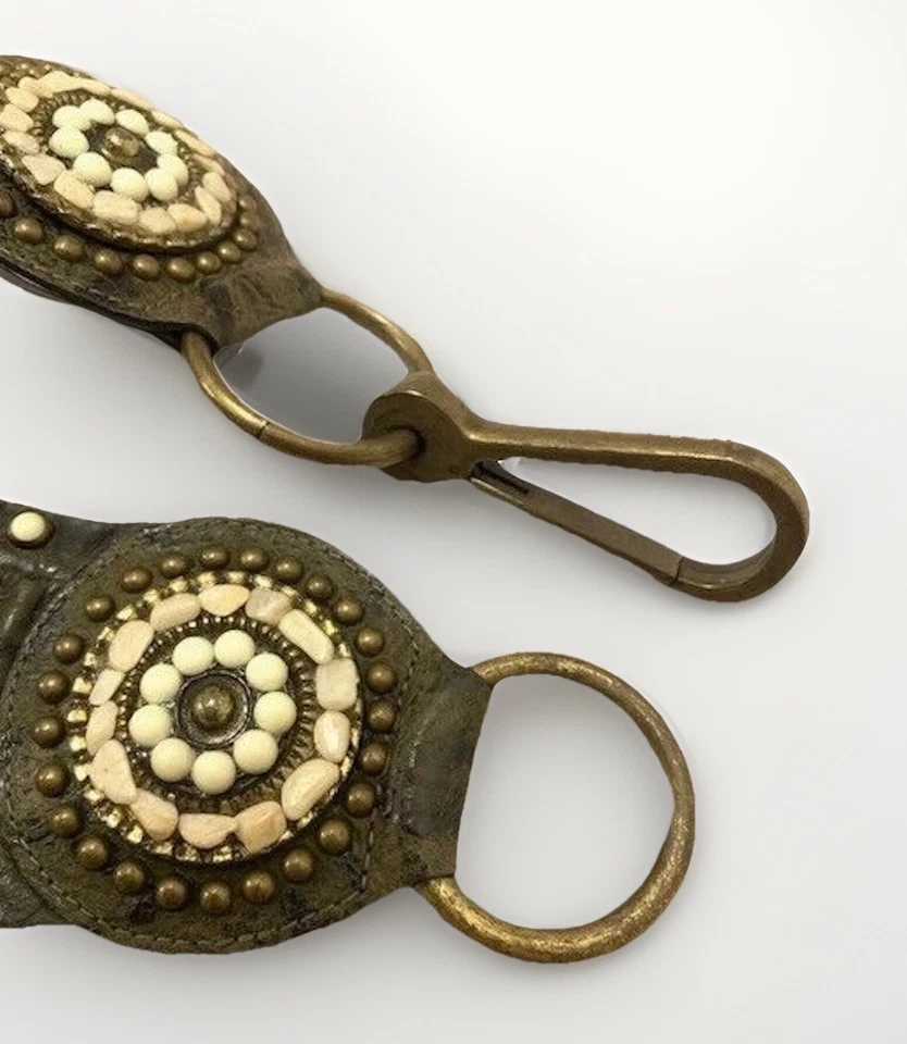 Cinturón llamativo de cuero arte para usar hebilla de latón rodeo para mujer pequeño 30 31 Boho Foto 4 de 4