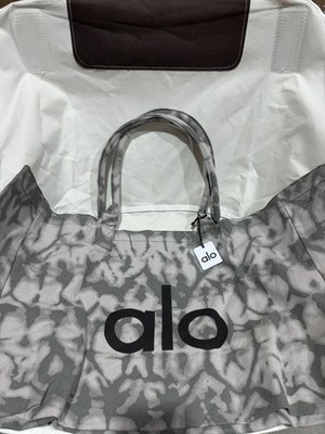 ALO Yoga Gray Tie Dye Large Canvas Tote Bag Gym Travel Carry-on NWT