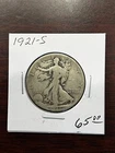 1921-S 50c Walking Liberty Silver Half Dollar