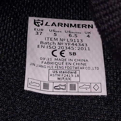 LARNMERN Steel Toe Shoes Slip On Men 5 Women 6.5 Work Black Safety Sneaker - Picture 5 of 14