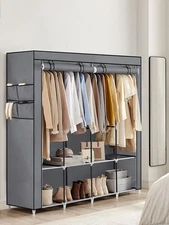 SONGMICS Portable Closet, Wardrobe Closet Organizer With Cover, 4 Hanging-Zenga