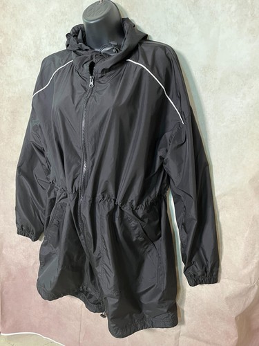 Avia Women’s Black Windbreaker Jacket Hooded Zipper Front Size M (8-10) - Picture 3 of 8
