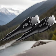 MOKIN 100W FAST charging & data cable - 4 ft, USB-C to USB-C.