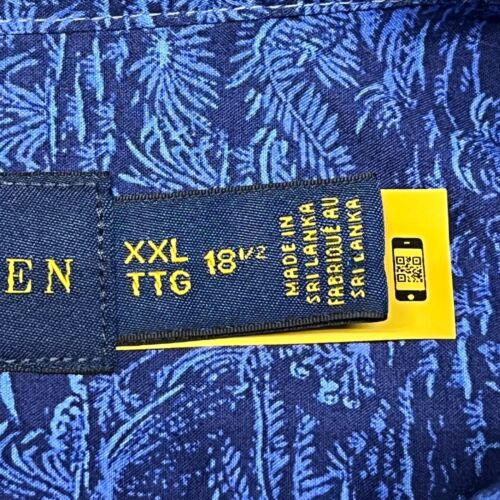 Ralph Lauren Button Down Shirt Men XXL Slim Fit Blue Floral All Over Print - Picture 4 of 15