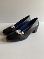 Moshulu Black Leather Keel Shoes UK 7 EU 40 NEW courts mid heel classic