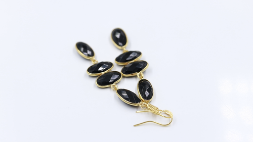 Delicate Black Onyx Gemstone Dangle Earring Handmade 925 Sterling Silver Jewelry - Video 1 of 1