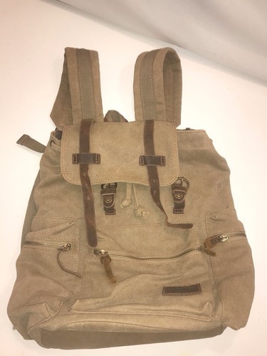 AUKMONT Mochila de Lona de Cuero Recortada Mochila de Algodón Caqui para Llevar - Imagen 1 de 14