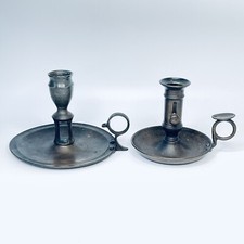 Antique Hand Candlesticks X 2 Classic Brass Chamber Candle Holder Chambersticks