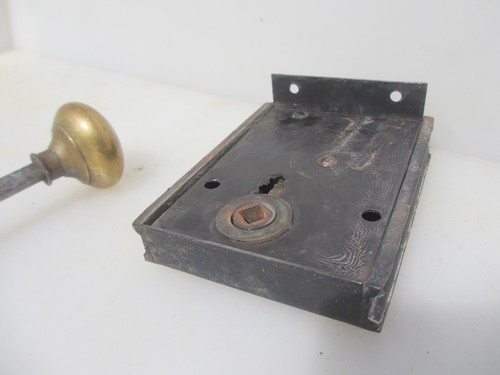 Antique Iron Door Rim Lock Old Victorian Brass Keyhole Keep Latch Knobs Handles - Picture 8 of 18