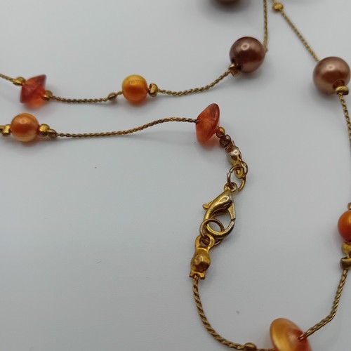 Vintage Beaded Layer Necklace Bronze Tones Faux Pearls Statement Fashion Jewelry - Picture 6 of 6