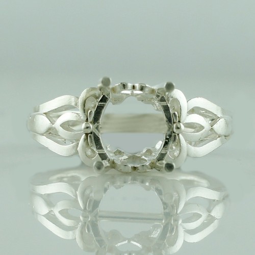 Semi Mount Oval 8X10MM Cabusion Cut Wedding Ring 10k White Gold