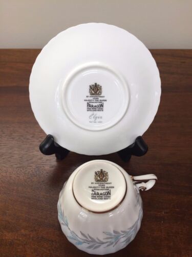 Paragon ELGIN Light Blue 2" Footed Demitasse Cup & Saucer Set: MINT - Picture 9 of 9