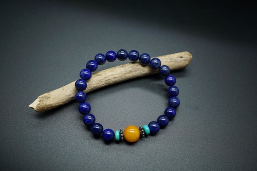 Genuine Lapis Lazuli Lazuli Beaded Bracelet Round Lapis Bracelet High Quality - Picture 7 of 10