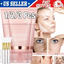 1~3Pack Collagen Overnight Wrapping Peel Off Facial Mask Renewal Night Skin Care