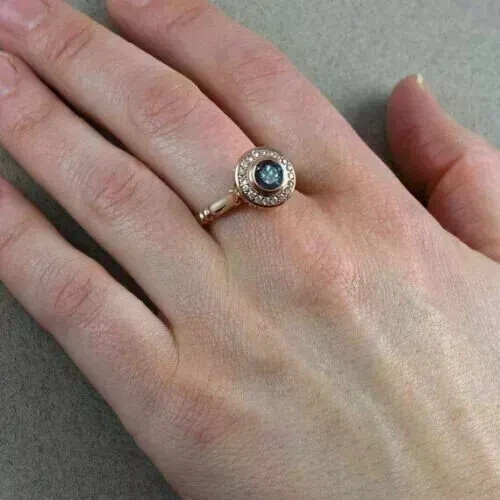 Lab Created Alexandrite 2Ct Round Halo Engagement Ring 14K Yellow Gold Plated - Picture 5 of 6