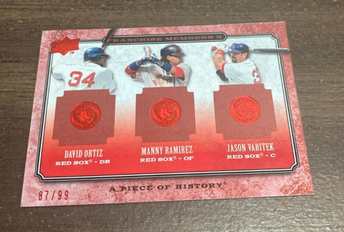2008 Upper Deck Baseball FM3 - 3 PIECE OF HISTORY RED SOX ORTIZ RAMIREZ VARITEK