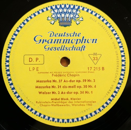 LPE 17 215 International Chopin Competition Warsaw 1960 Michel Block DG 10" LP - Picture 3 of 5